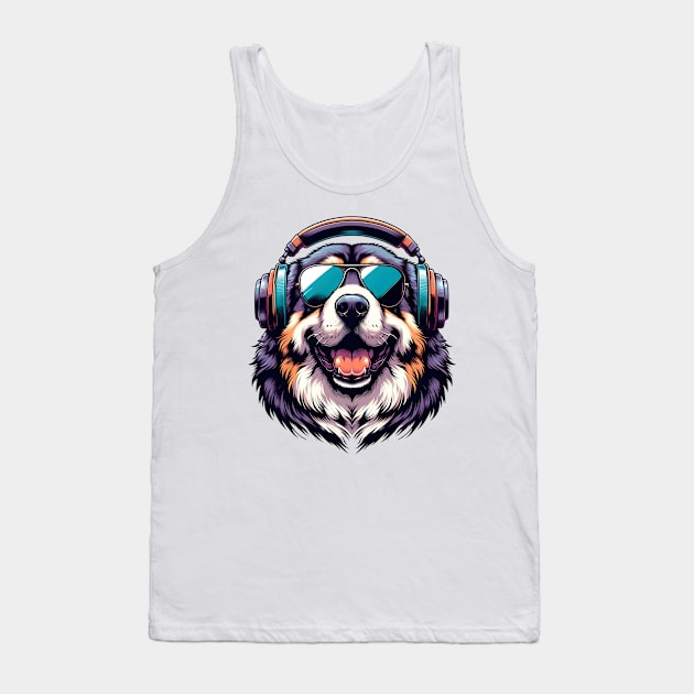 Central Asian Shepherd Dog as Smiling DJ in Japanese Art Style Tank Top by ArtRUs